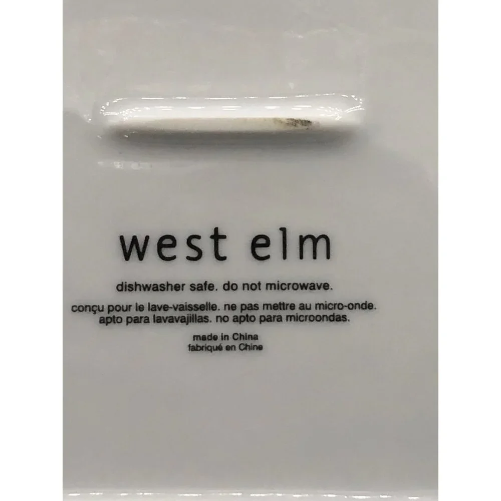 Set Of 4 West Elm Silver & White Ceramic Appetizer/Salad Plates 6